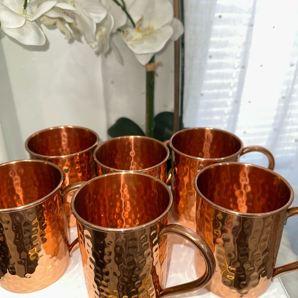 New without box Hammered Copper 100% solid copper Mugs 6 mugs total - Picture 9 of 13
